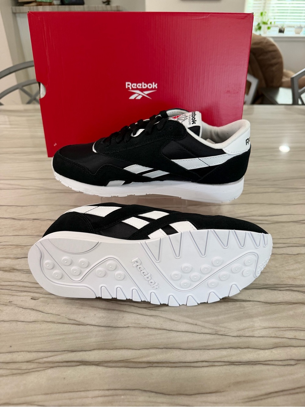 Reebok Black and White Men's Classic Vinyl Low-Top Sneaker